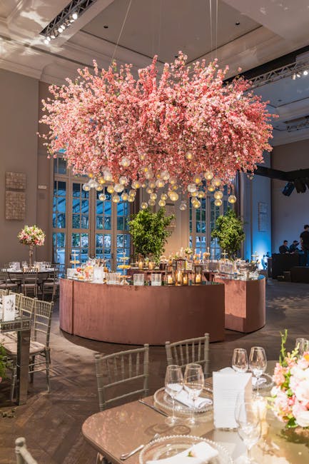 elegant gala evening in luxury casino with pink decorations