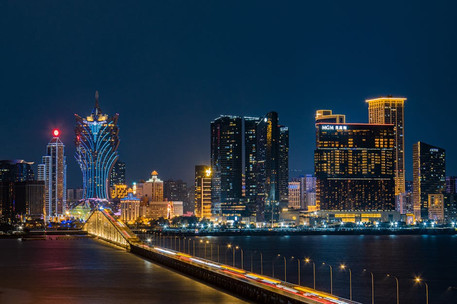 modern slot machines with pink neon lights in luxury casino